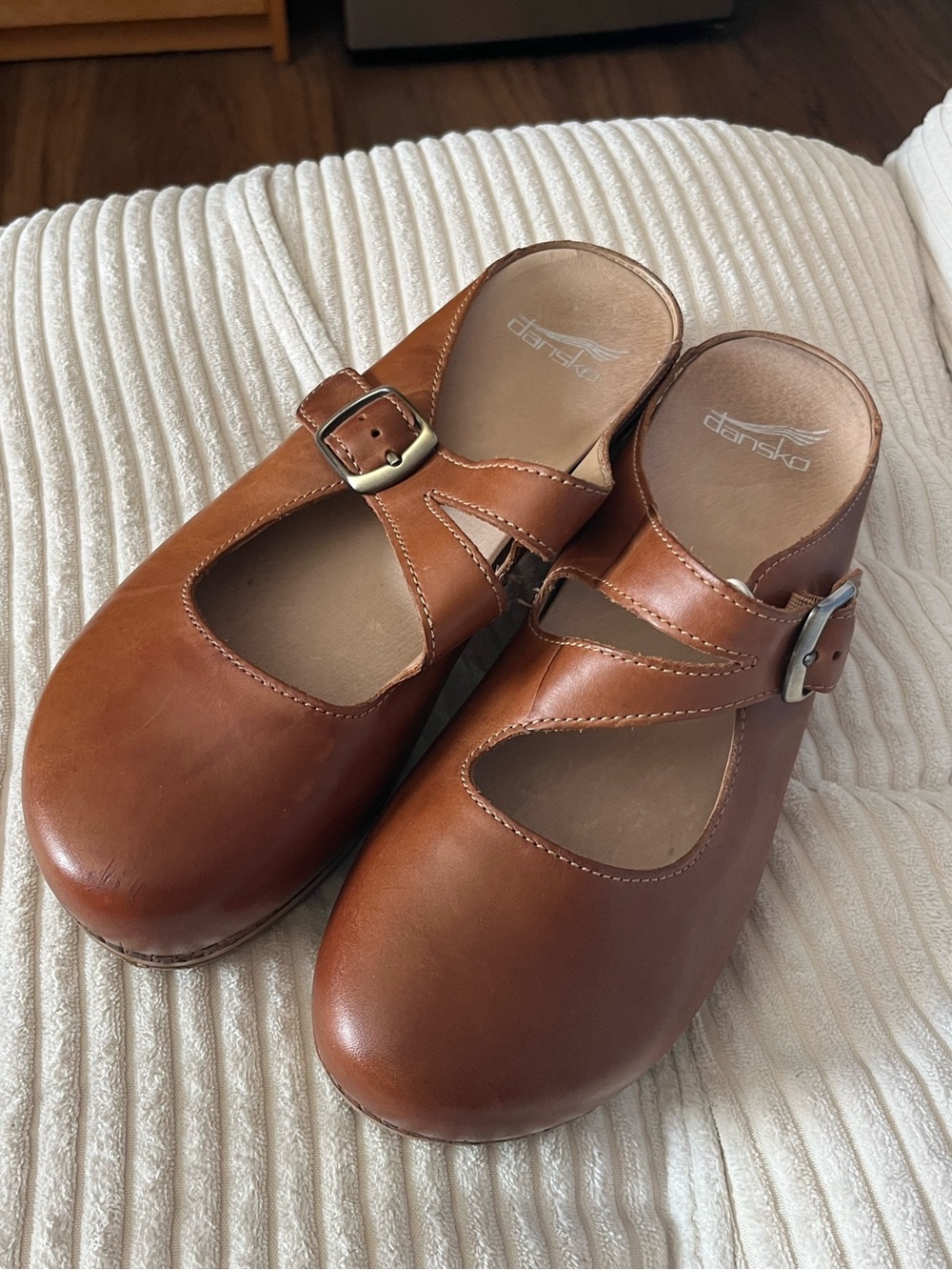 Dansko Tan-Brown Leather Mary Jane Clog